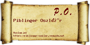 Piblinger Oszlár névjegykártya